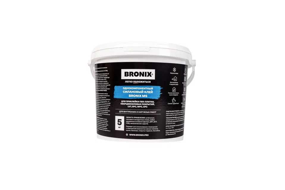 Однокомпонентный силановый клей для ПВХ покрытий BRONIX MS 5 кг